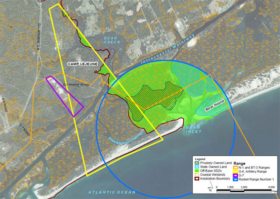 Training range SDZ boundaries and affected areas.