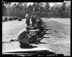 Recruits were taught to fire from several positions. Here they fire from a prone position, March 1943.