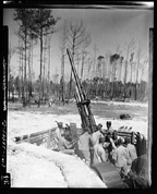 Firing the fixed position 90 Millimeter antiaircraft gun, March 1943.