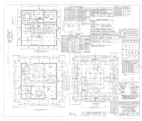 Original (1942) floor plans for the foundation, first, and second floors for the building under the Parachute Tower.