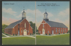 Historic postcard featuring the Catholic Chapel and Protestant Chapel at Marine Corps Base Camp Lejeune (US Marine Corps Archives)